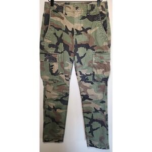 Gap Mens Slim Taper Cargo Pants 28x30 Gre Woodland Camo Stretch Utility Fatigues